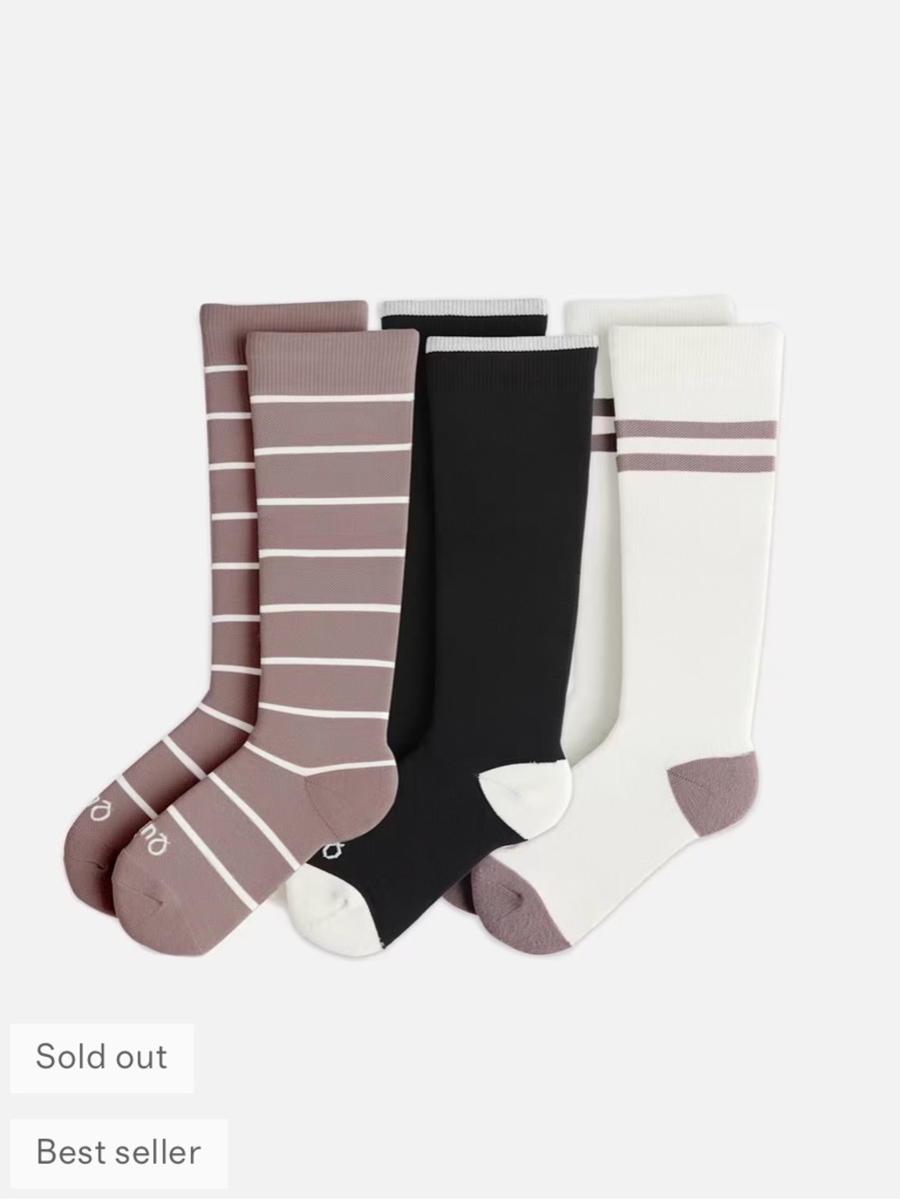 Quince 2-Pack Socks in Mauve & Cream